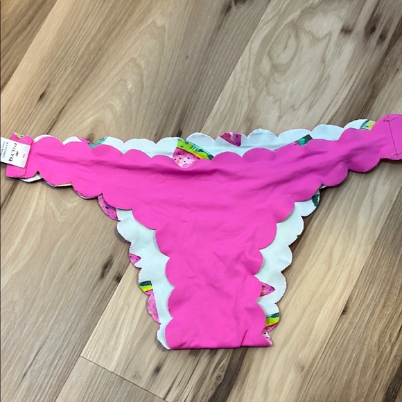 Watermelon Print Scalloped Bikini Bottoms - Picture 4 of 7